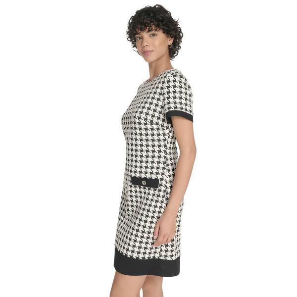 Womens Tommy Hilfiger Short Sleeve Houndstooth Knit Dress