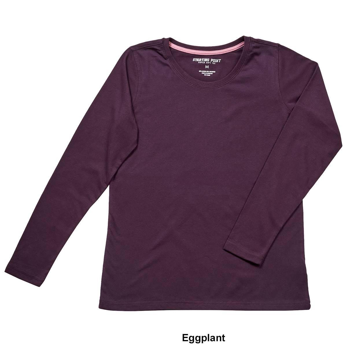 Womens Starting Point® Super Soft Crew Neck Long Sleeve Tee - Boscov