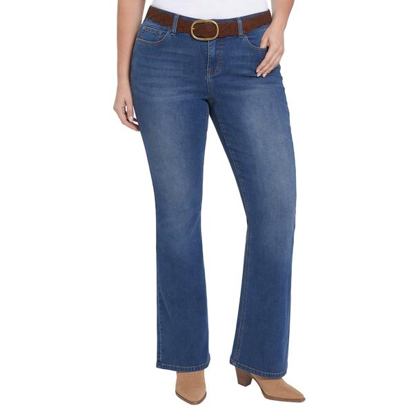 Womens Angels Forever Young Braided Belt Curvy Bootcut Jeans - image 