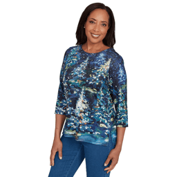 Womens Alfred Dunner Classics Starry Christmas Tree Scene Tee