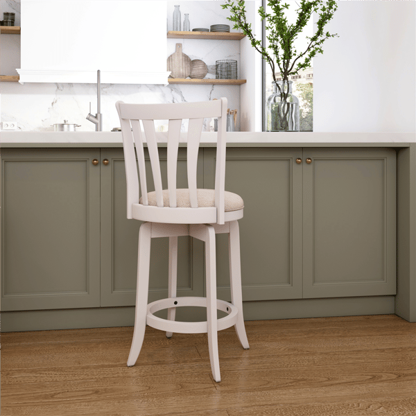 HH2 Home Savana White Wood Swivel Counter Height Stool