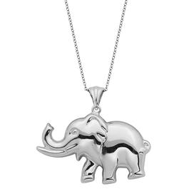 Sterling Silver Puff Elephant Pendant Necklace