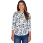 Womens Emaline Key Items 3/4 Sleeve Boat Neck Floral Top - image 1