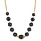 1928 Gold Tone Black Beaded Necklace - image 1