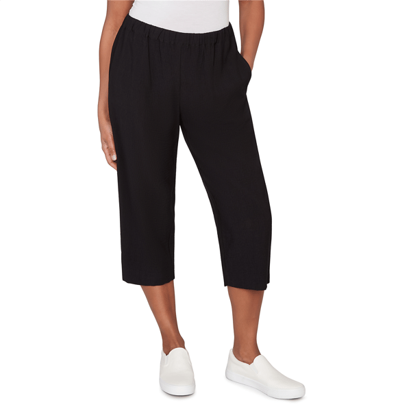 Petites Alfred Dunner Crowd Pleaser Relaxed Pull-On Black Capri