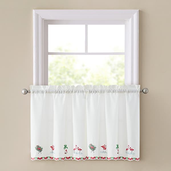 Flamingo Embroidered Tier Curtains - image 