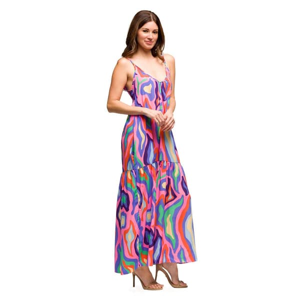 Womens 24/7 Comfort Apparel Multicolor Spaghetti Strap Dress