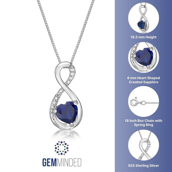 Gemminded Sterling Silver 6mm Heart Created Sapphire Pendant