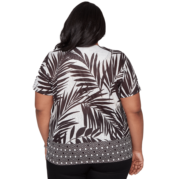 Plus Size Alfred Dunner Detail Driven Tropical Leaf Blouse