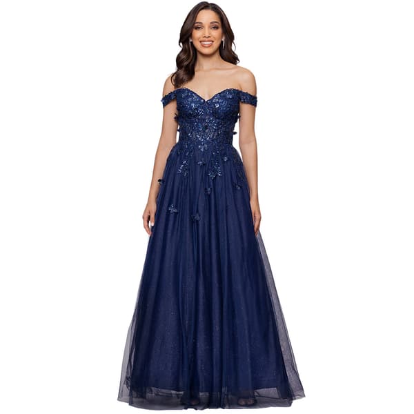 Juniors Blondie Nites Off the Shoulder Butterfly A-Line Dress