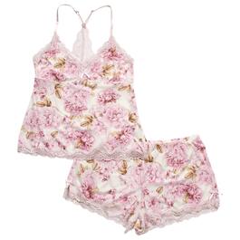 Womens Laura Ashley&#40;R&#41; Floral Peached Lace Racerback Pajama Set