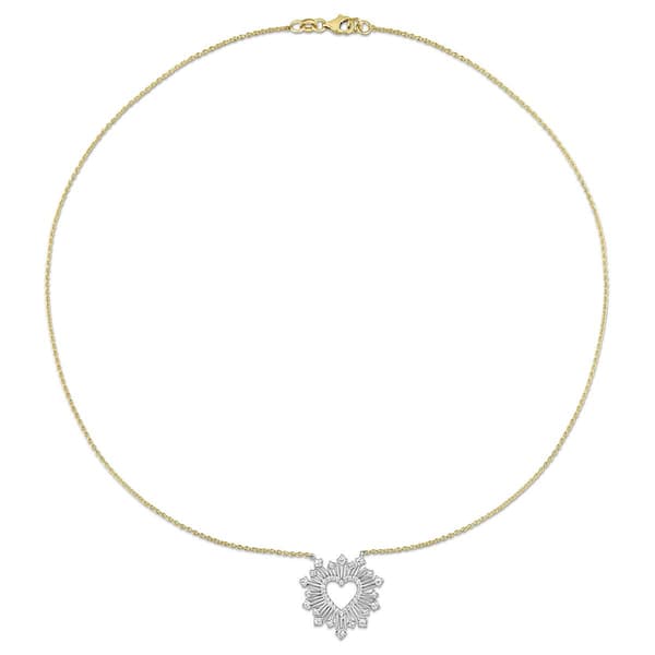 Sophia B 14kt. Gold 1/2ct. Diamond Heart Sunburst Necklace