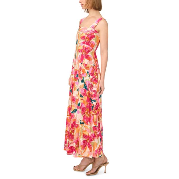 Womens MSK Sleeveless Square Neck Foil Floral Challis Maxi Dress