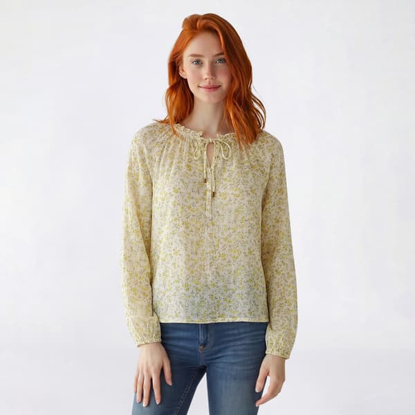Juniors Wallflower Long Sleeve Coleen Gauze Peasant Top