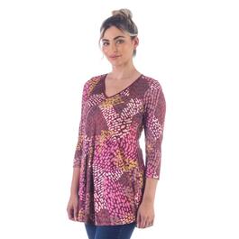 Womens 24/7 Comfort Apparel Abstract 3/4 Sleeve Tunic