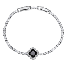 Saffron Black CZ Stone Square Charm Bracelet