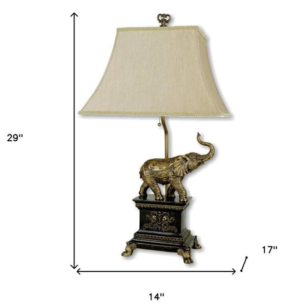 HomeRoots 29in. Antique Elephant Table Lamp