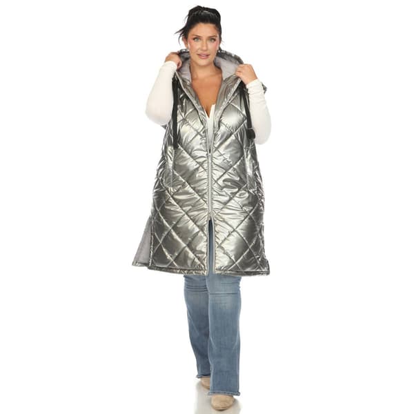 Womens White Mark Metallic Diamond Puffer Vest