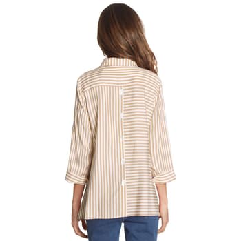 Womens Ali Miles 3/4 Sleeve Striped Button Front Tunic - Boscov's