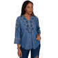 Womens Alfred Dunner Tuscany 3/4 Sleeve Embroidered Henley Blouse - image 1