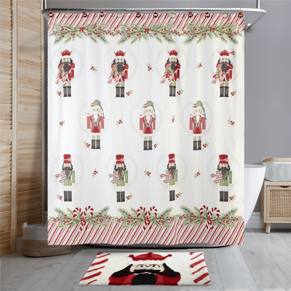 Avanti Peppermint Nutcracker Shower Curtain