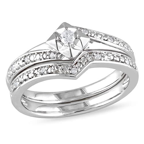 Loveblooms™ 1/10ctw. Round Diamonds Bridal Ring Set