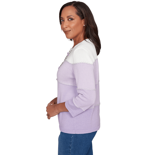 Petites Alfred Dunner Hilton Head Ombre Stripe Sweater With Neck