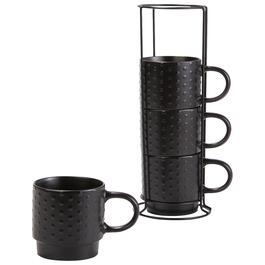 Azzure Set of 4 Stackable Embossed Dot Coffee Mugs