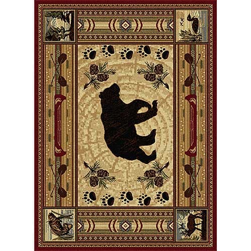 Tayse Nature Black Bear Lodge Arear Rug - Red - image 