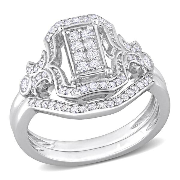 Diamond Classics&#40;tm&#41; 3/8ctw. Diamond Sterling Silver Bridal Ring Set - image 