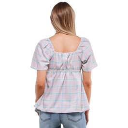 Womens Times Two Short Sleeve Tie Front Plaid Maternity Top