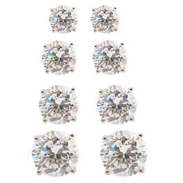 Plated 4pc. Round Cubic Zirconia Stud Earrings