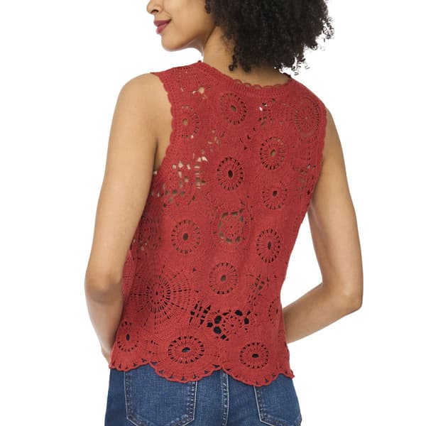 Womens Cece Sleeveless Scallop Edge Open Knit Sweater