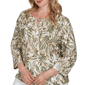 Plus Size Hearts of Palm Tropical Twist 3/4 Sleeve Blouse - image 5