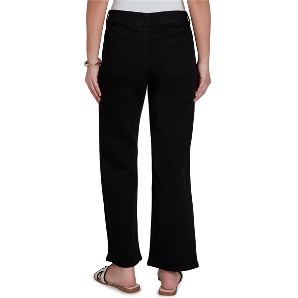 Womens Ruby Rd. Key Items Jet Black Stovepipe Wide Leg Jeans