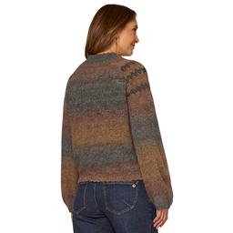 Womens Democracy Long Sleeve Scallop Trim Ombre Sweater