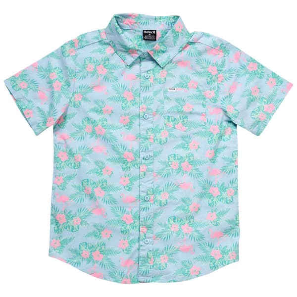 Boys (8-20) Hurley Short Sleeve Tropical Button Down Shirt - image 