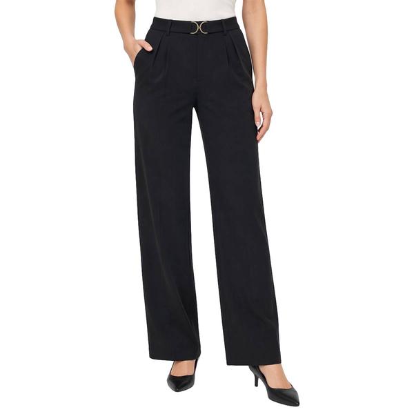 Juniors Love Tree Techno Crepe Straight Leg Ring Belt Pants - image 