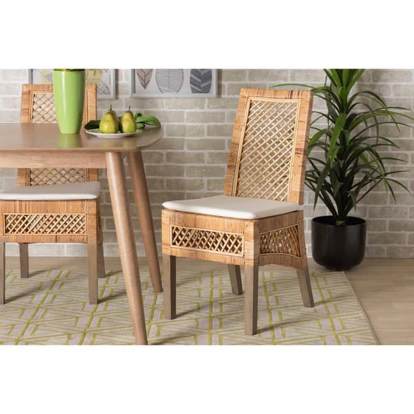 Baxton Studio Argos Natural Rattan 2pc. Dining Chair Set