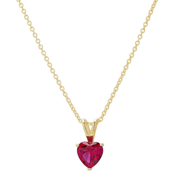 Gianni Argento Gold over Sterling Silver Lab Ruby Heart Necklace - image 