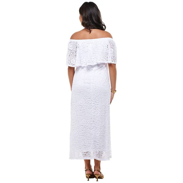 Petite Ellen Weaver Solid Off The Shoulder Lace Maxi Dress