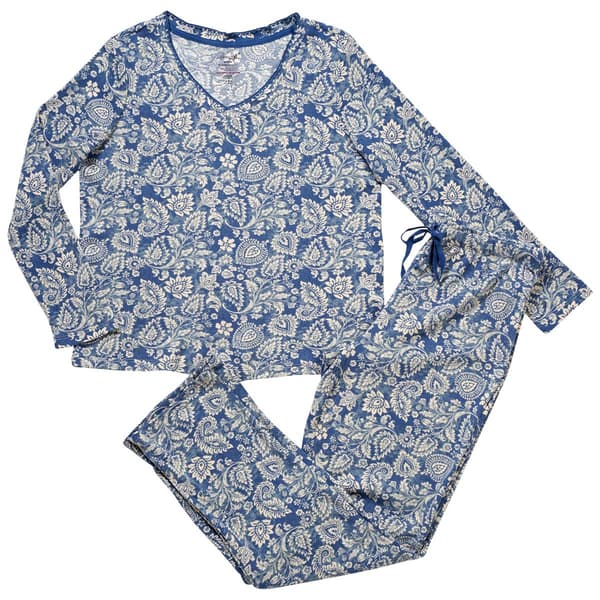 Womens Ren&#233; Rof&#233;&#174; Long Sleeve Paisley V-Neck Pajama Set