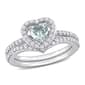 Gemstone Classics&#40;tm&#41; 10kt. White Gold Aquamarine Heart Bridal Set - image 1