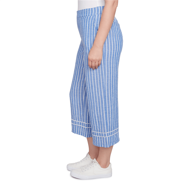 Petite Ruby Rd. Tinted Tides Stripe Relaxed Wide Leg Capri