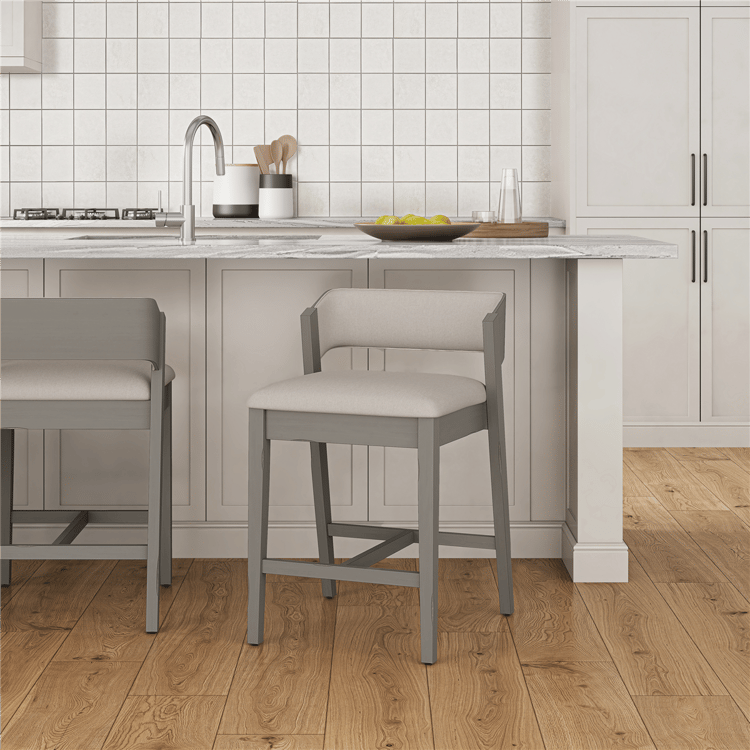 HH2 Home Dresden Grey Fabric Counter Height Stool