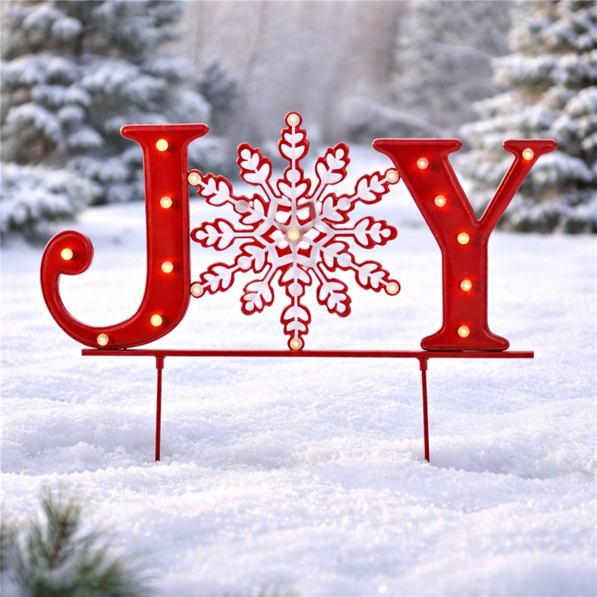 Melrose LED JOY Snowflake Planter Stake