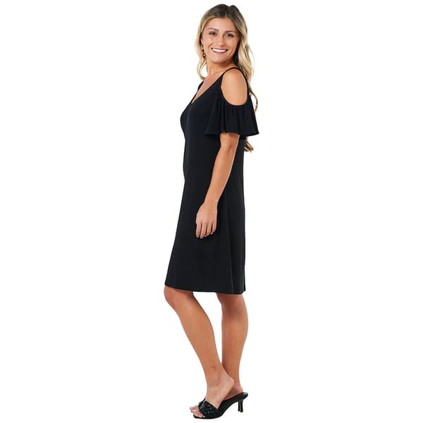 Petite MSK Cold Shoulder Solid Swing Shift Dress
