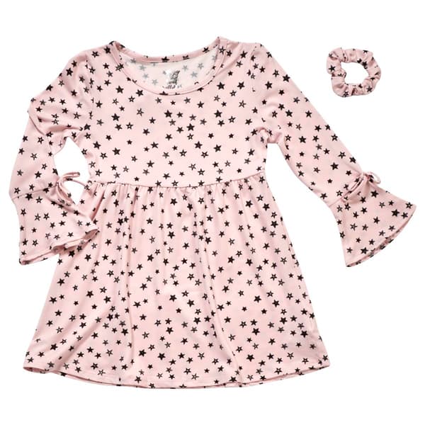 Girls &#40;4-6x&#41; Sweet Butterfly Star Print Babydoll Dress - image 