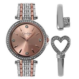 Jessica Simpson Tri-Tone Watch/Bracelet Set - JSB8006TTR