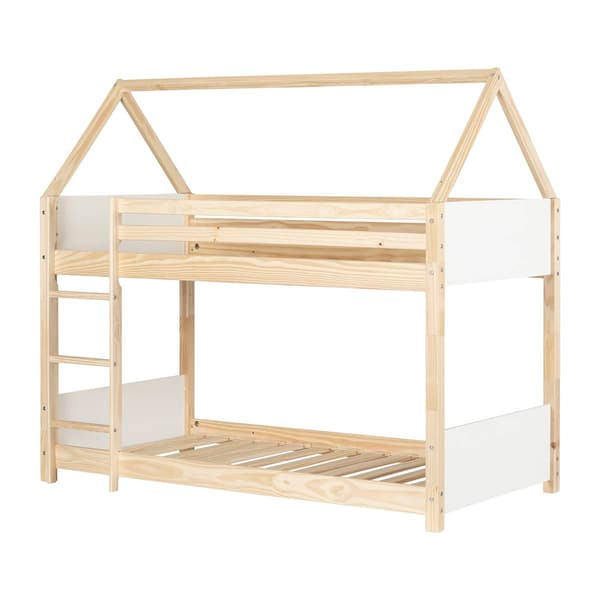 South Shore Sweedi White & Natural Twin House Bunk Bed